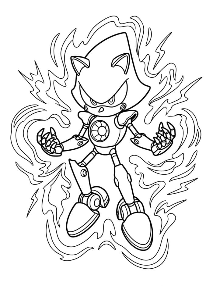 Metal Sonic med energibølger fargelegging
