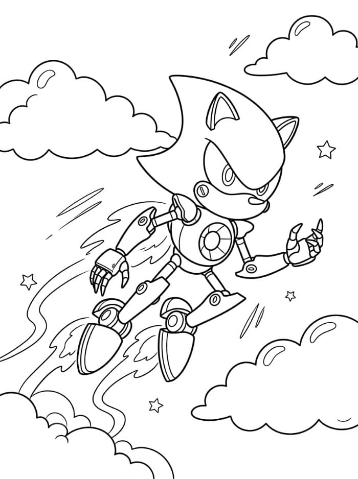 Metal Sonic med skyer fargelegging