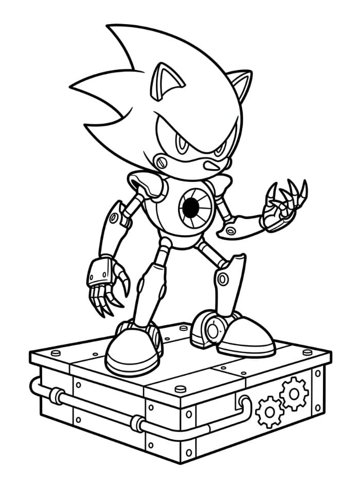 Metal Sonic på en mekanisk plattform fargelegging