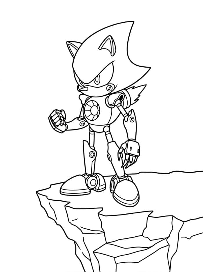 Metal Sonic på en steinete klippe fargelegging