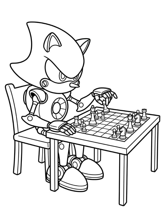 Metal Sonic spiller sjakk fargelegging