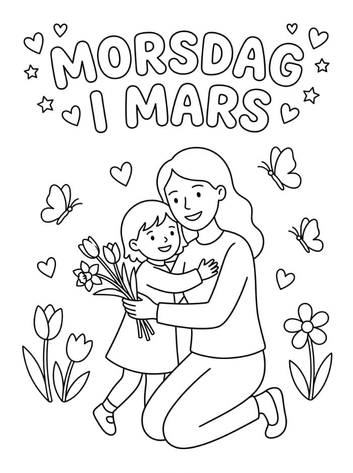 Morsdag i mars fargelegging