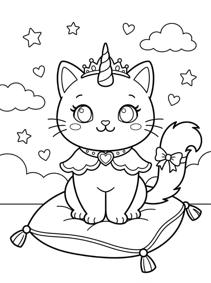 Prinsesse Enhjørning Katt fargelegging