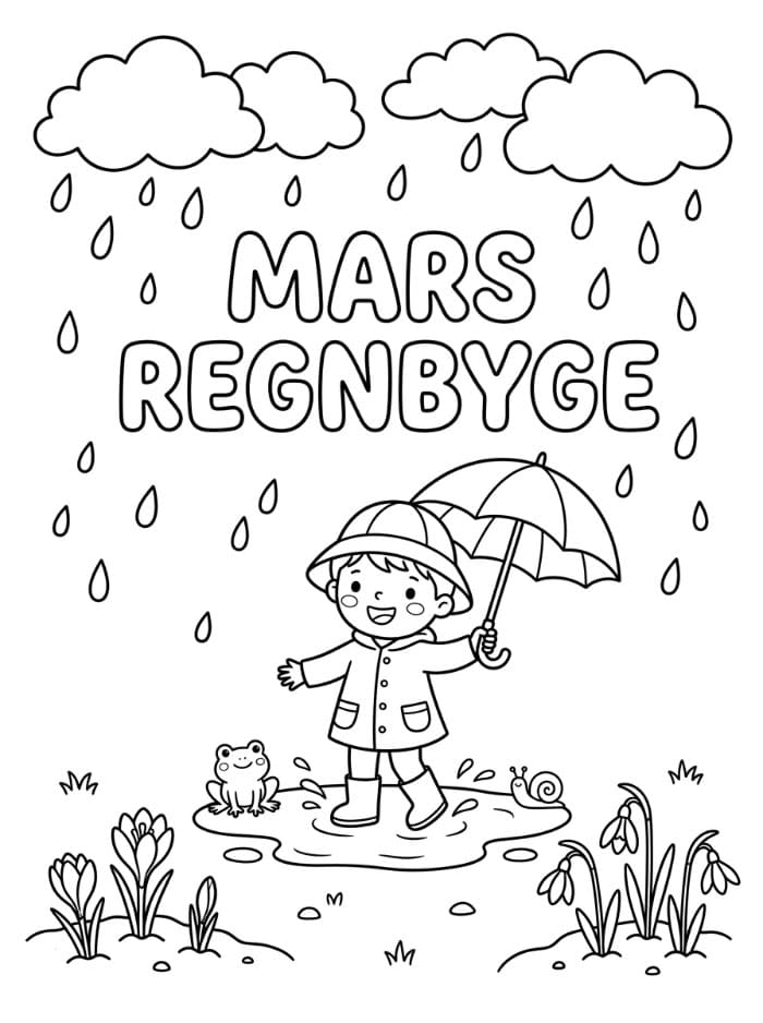 Regnbyger i mars fargelegging