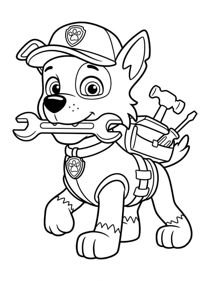 Rocky Paw Patrol bærer verktøy fargelegging
