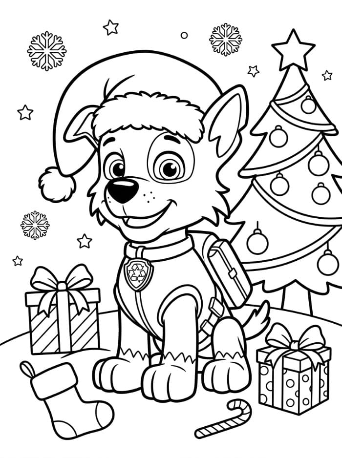 Rocky Paw Patrol i julen fargelegging
