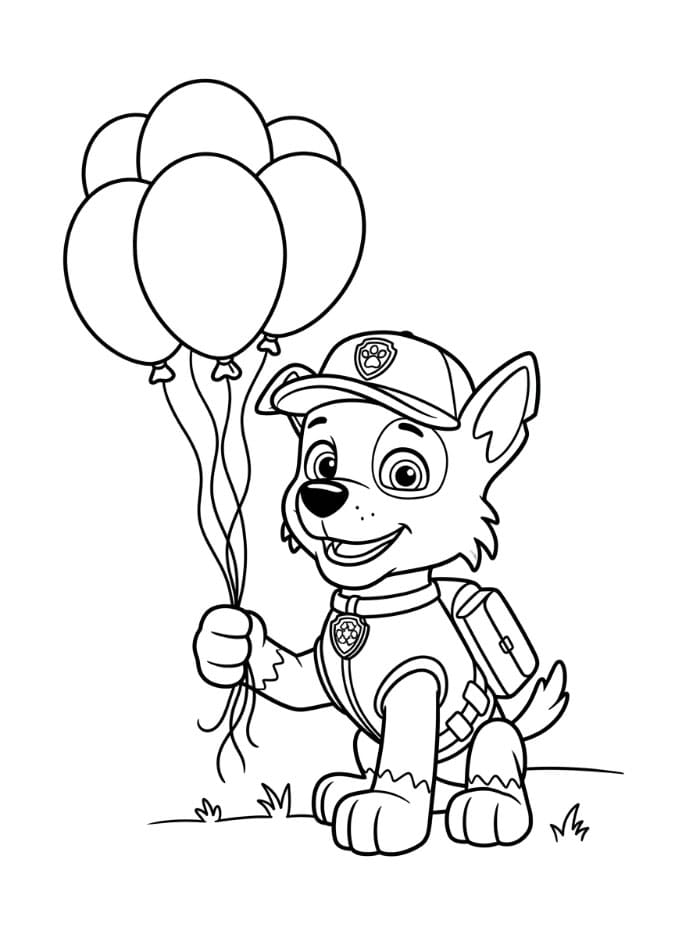 Rocky Paw Patrol med ballonger fargelegging