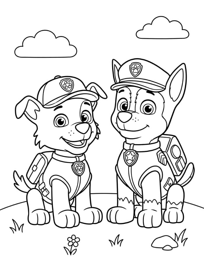 Rocky Paw Patrol med Chase fargelegging