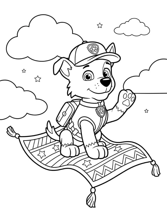 Rocky Paw Patrol med flyvende teppe fargelegging