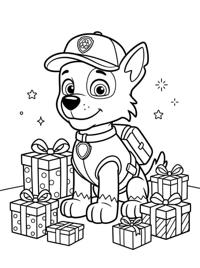Rocky Paw Patrol med gaver fargelegging