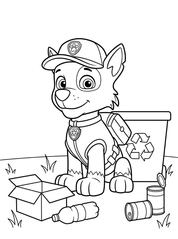 Rocky Paw Patrol med gjenvinningsbeholder fargelegging