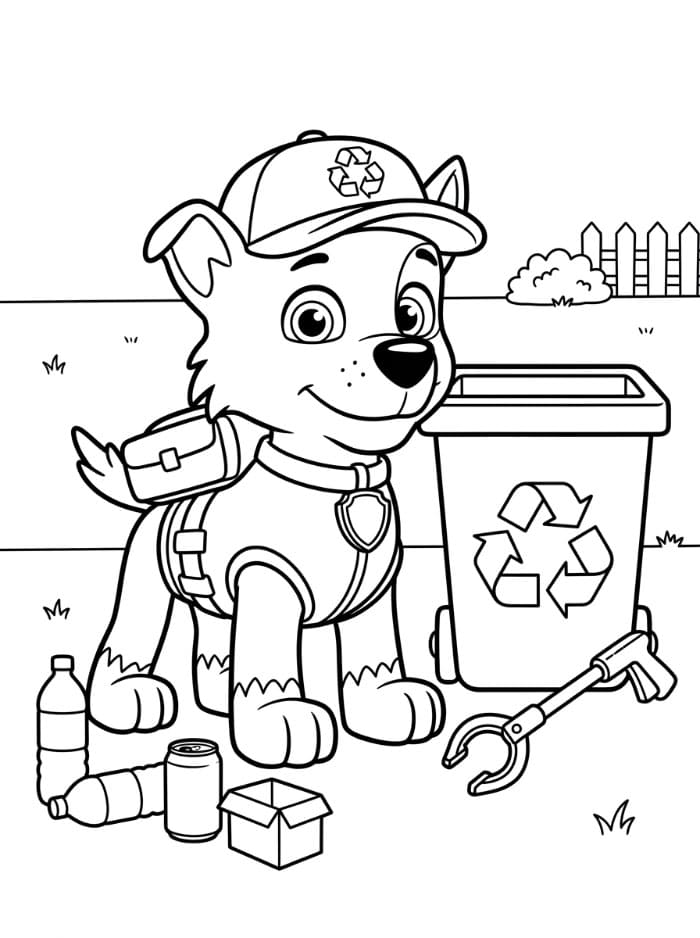 Rocky Paw Patrol med gjenvinningsverktøy fargelegging