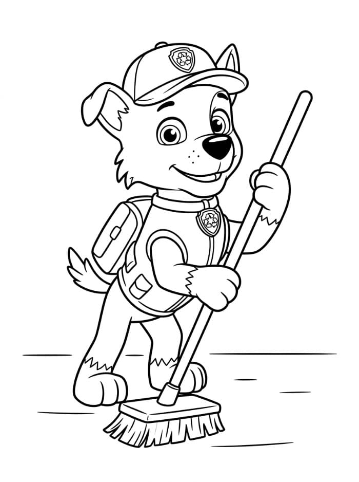 Rocky Paw Patrol med kost fargelegging