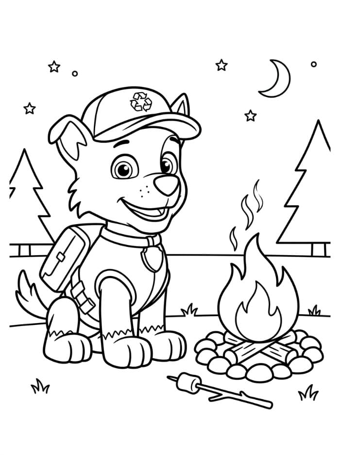 Rocky Paw Patrol med leirbål fargelegging