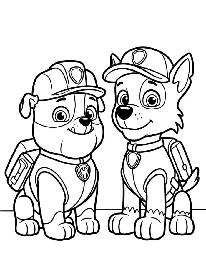 Rocky Paw Patrol med Rubble fargelegging