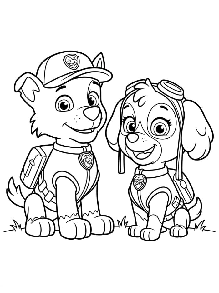 Rocky Paw Patrol med Skye fargelegging