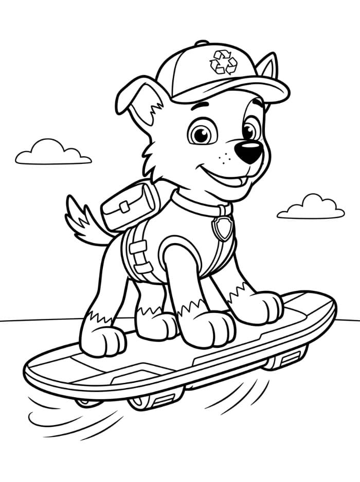 Rocky Paw Patrol med svevebrett fargelegging