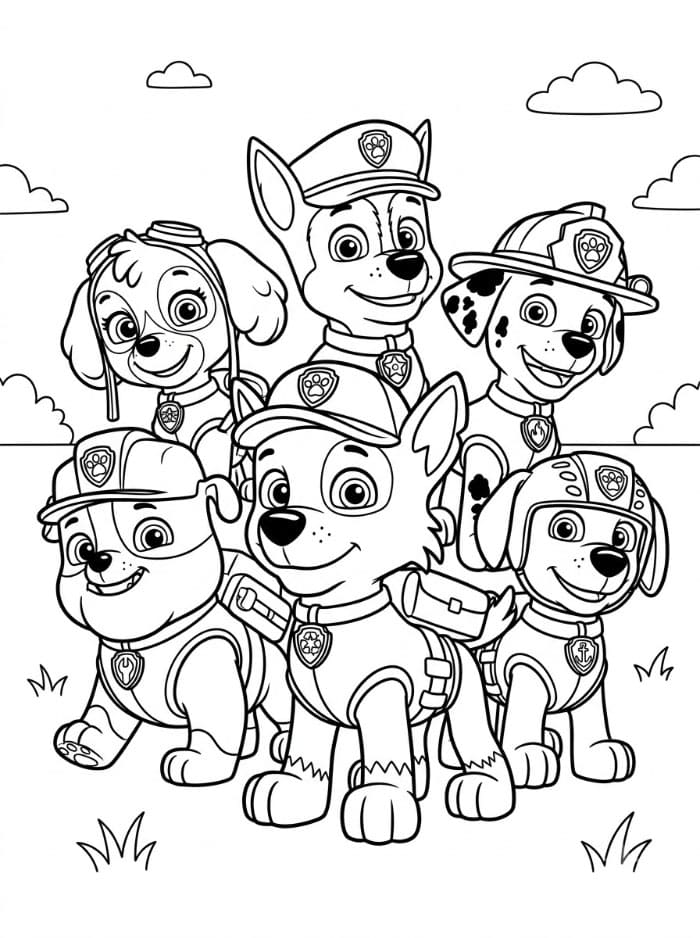 Rocky Paw Patrol og teamet fargelegging