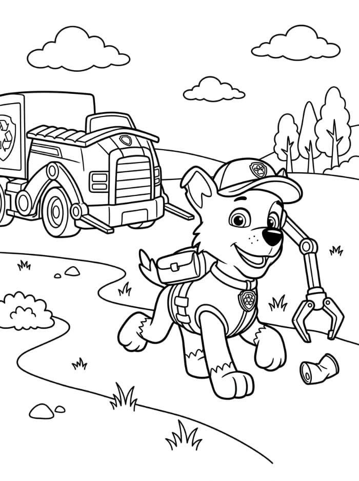 Rocky Paw Patrol på redningsoppdrag fargelegging