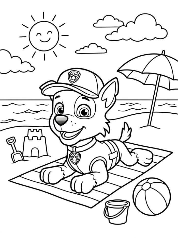 Rocky Paw Patrol på stranden fargelegging
