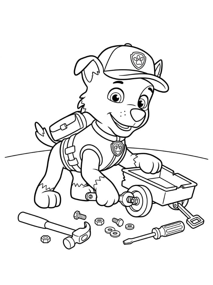 Rocky Paw Patrol reparerer fargelegging