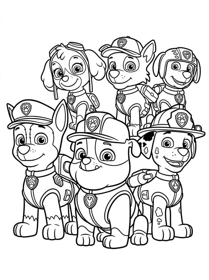 Rubble med Paw Patrol teamet fargelegging