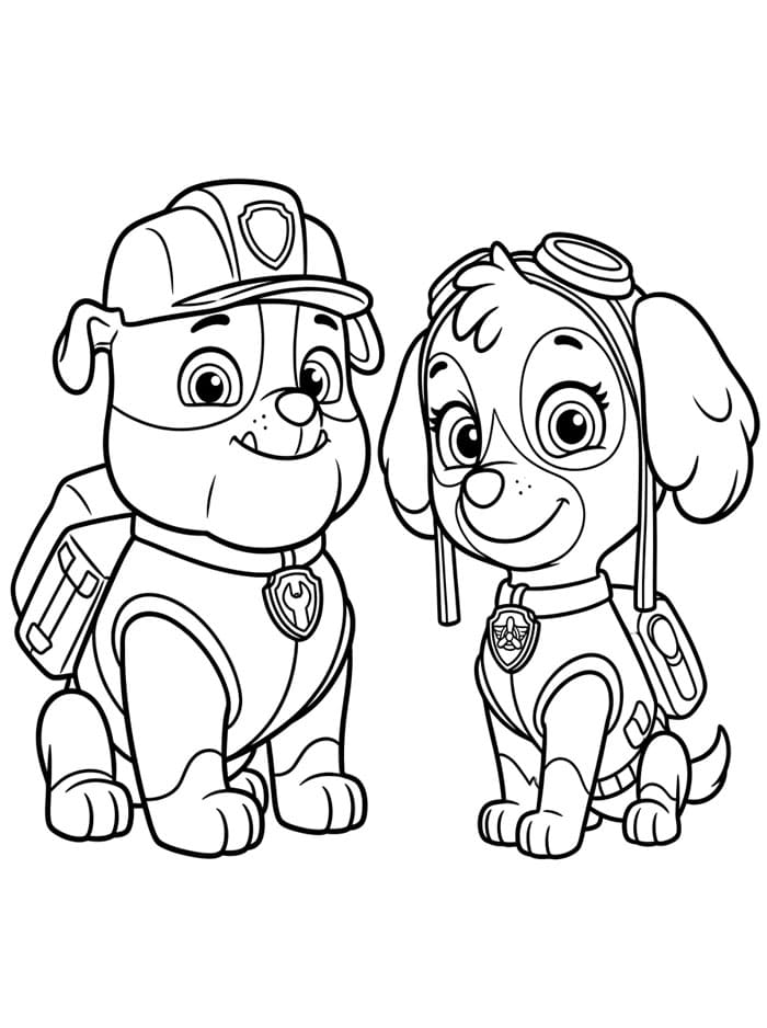 Rubble og Skye fargelegging
