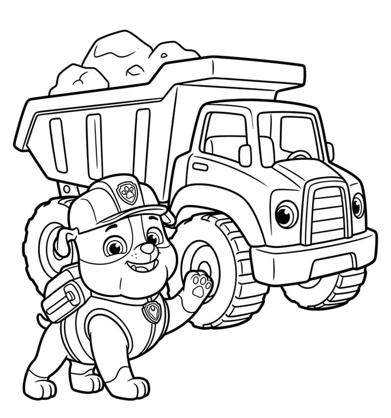 Rubble Paw Patrol og en dumper fargelegging