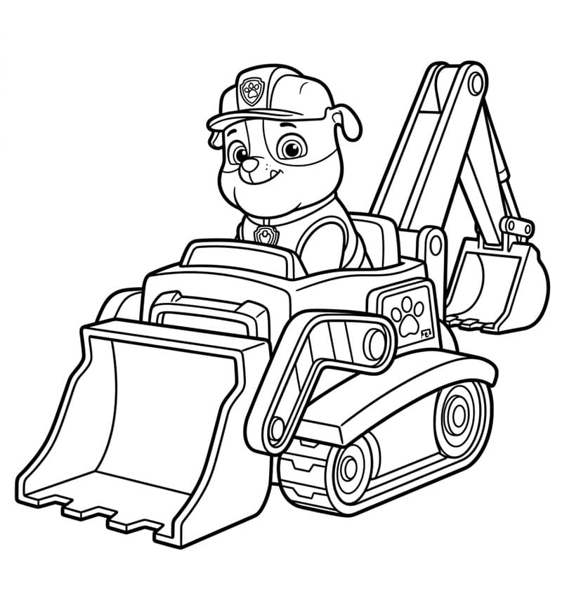Rubble Paw Patrol og en gravemaskin fargelegging