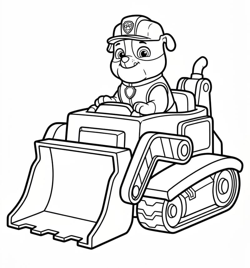 Rubble Paw Patrol på en bulldoser fargelegging