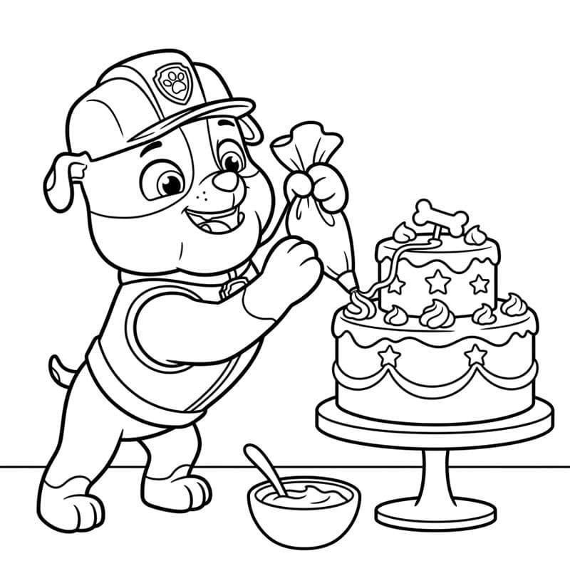 Rubble pynter en kake fargelegging