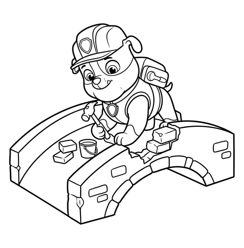 Rubble reparerer en bro fargelegging