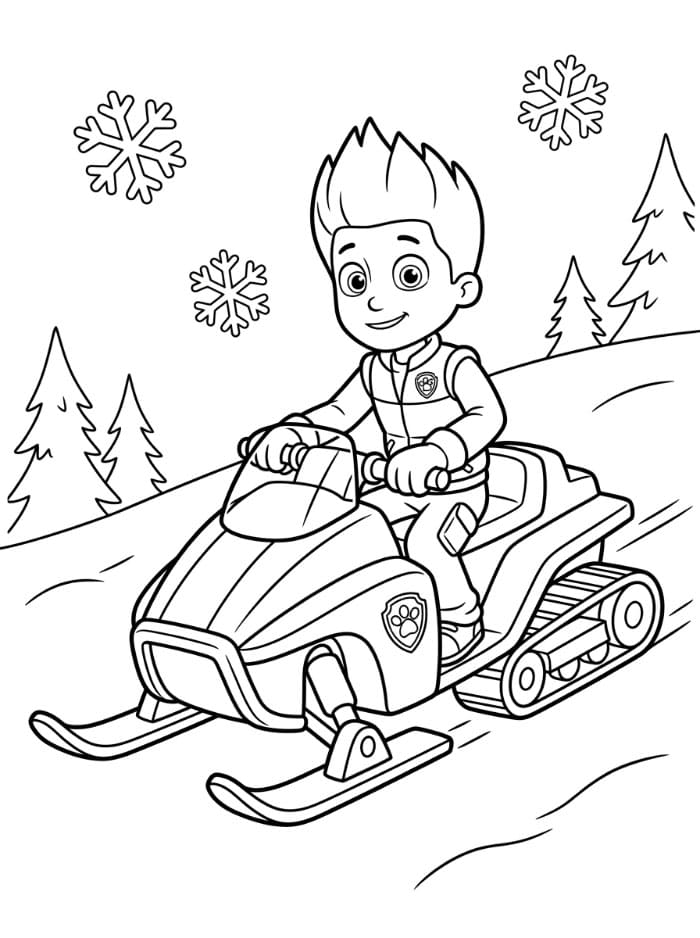 Ryder på snøscooter fargeleggingsside