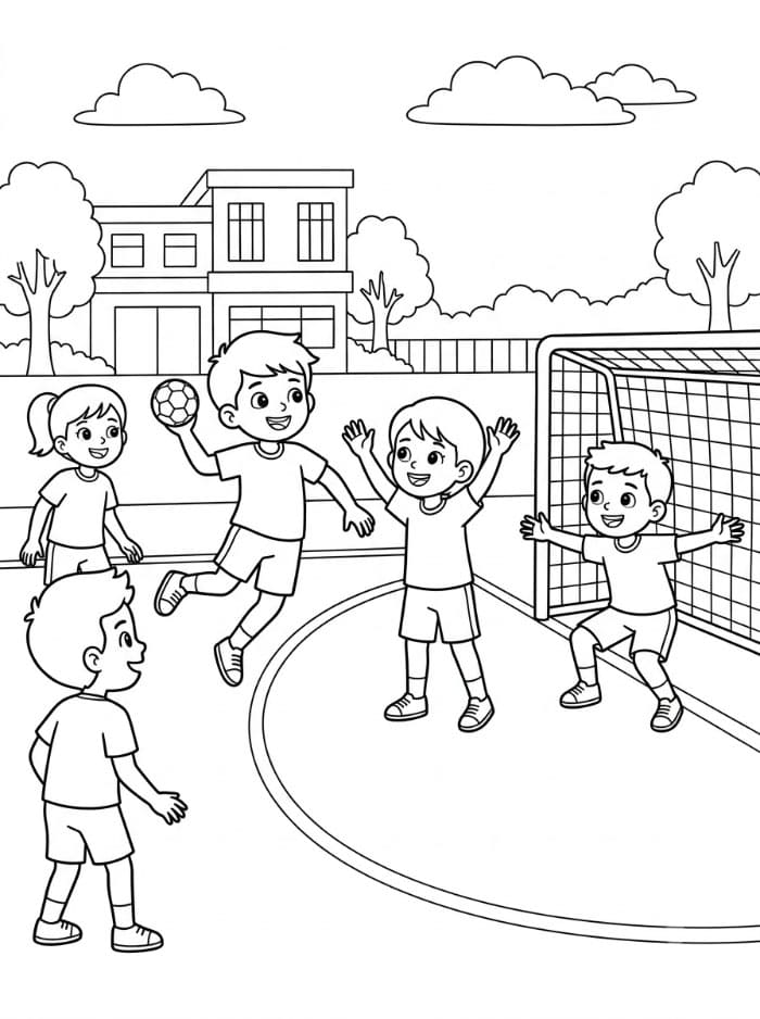 Skolehåndballkamp fargelegging