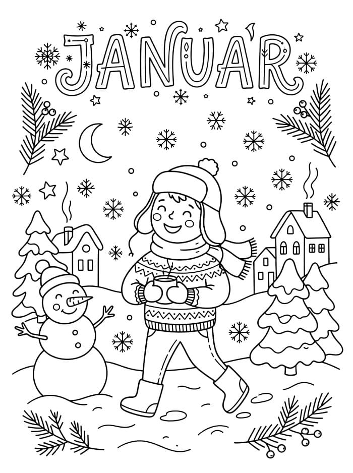 Skriv ut januar fargelegging