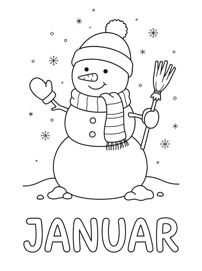 Snømann i januar fargelegging
