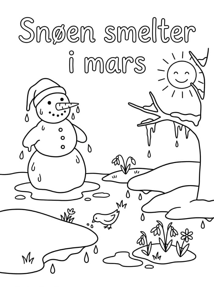 Snøsmelting i mars fargelegging