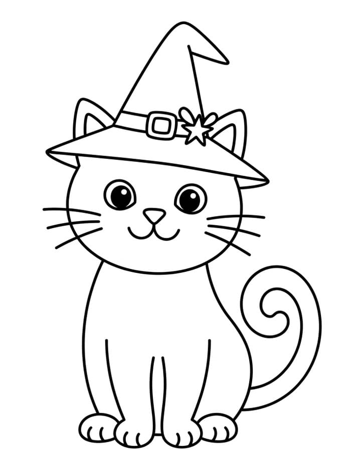 Søt Halloween Katt fargelegging
