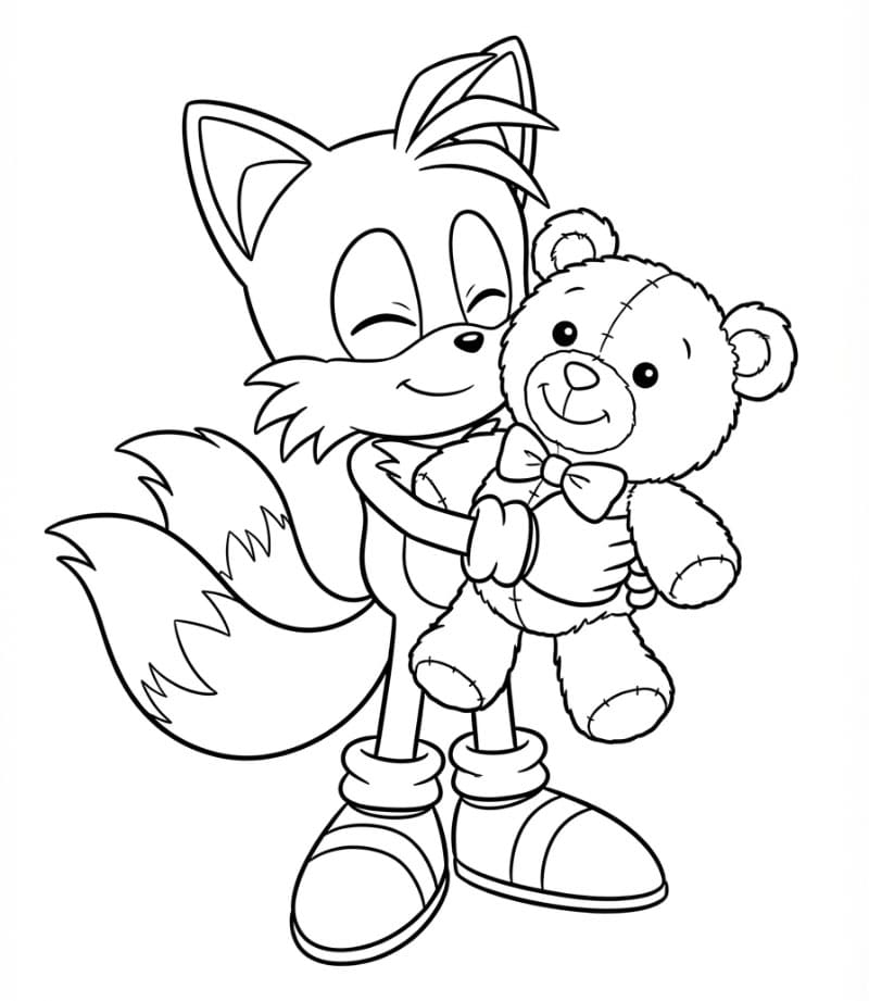 Tails klemmer en teddybjørn fargelegging