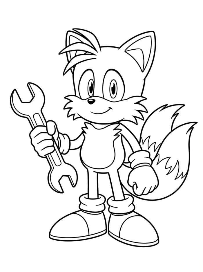 Tails og en skiftenøkkel fargelegging