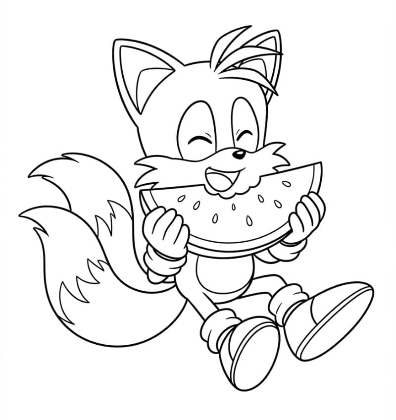 Tails spiser vannmelon fargelegging