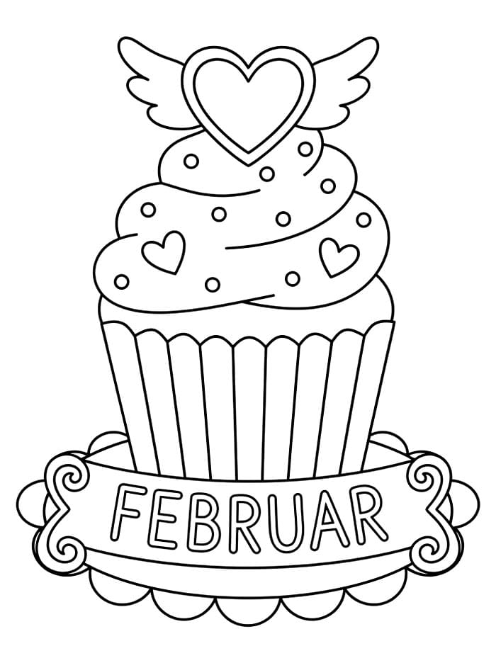 Valentine cupcake i februar fargelegging