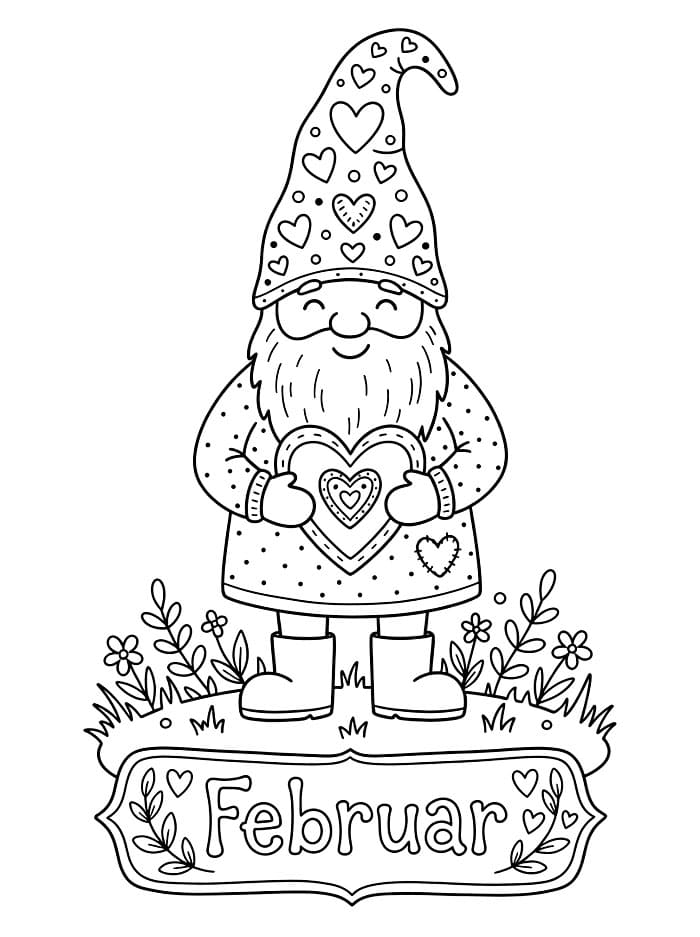 Valentine nisse i februar fargelegging