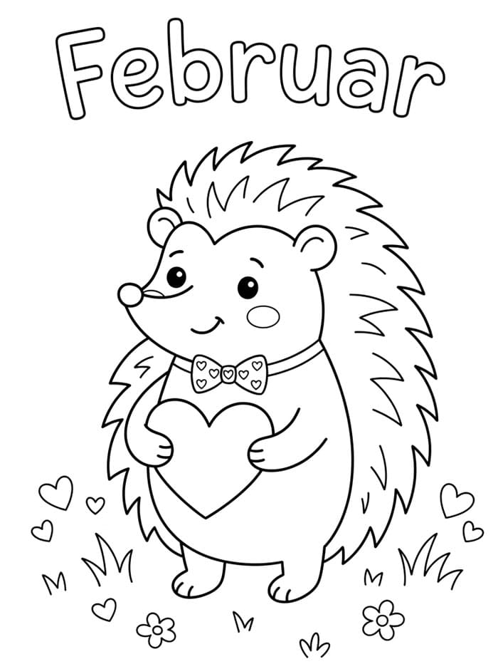 Valentine piggsvin i februar fargelegging