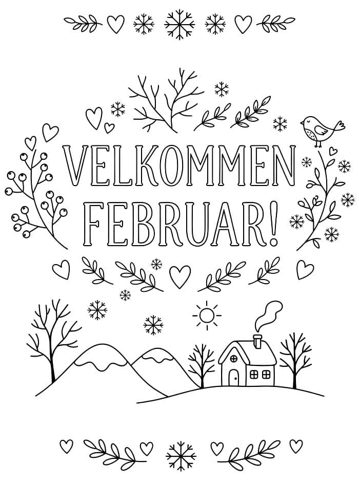 Velkommen februar bilde fargelegging
